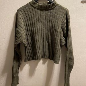 Olive green American Eagle cropped sweater